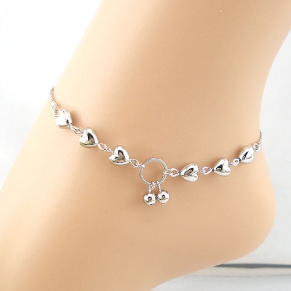 Puffed Heart Ankle Bracelet